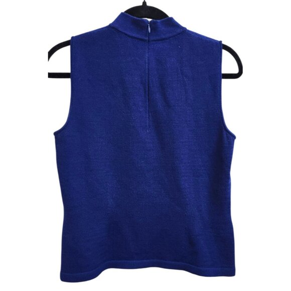 St. John Blue Neck Sleeveless Top Women's Size: P, Petite. - Picture 4 of 9